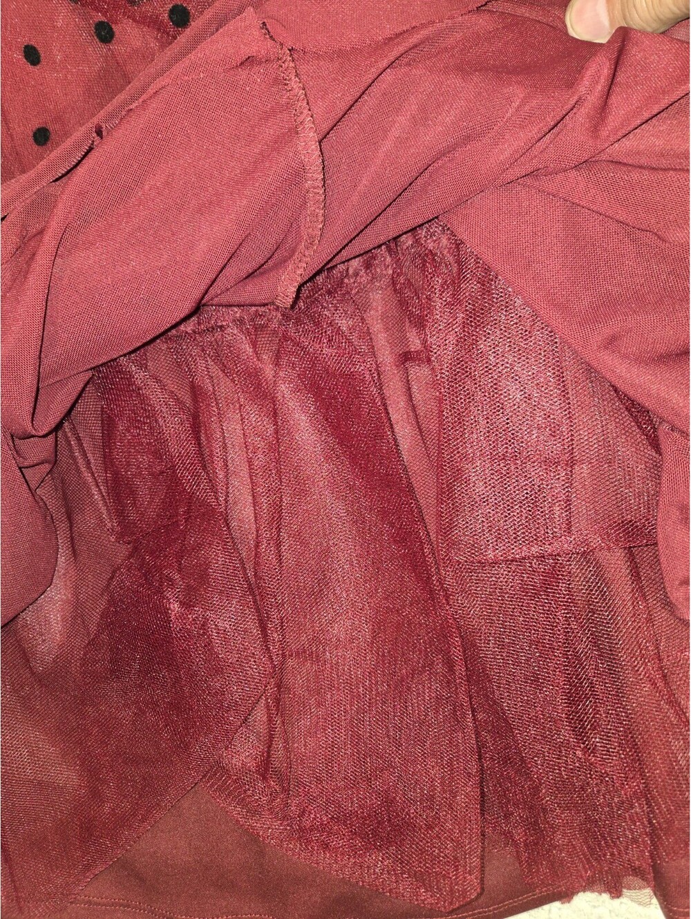 draper james Rsvp Skirt Sz XXL Burgundy Mesh Polka Dots Tulle Layers Whimsy Goth - Picture 7 of 9